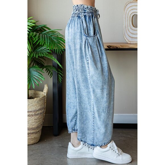 Oli & Hali Blue Washed Tencel Baggy Jogger Pants - Picture 5 of 5